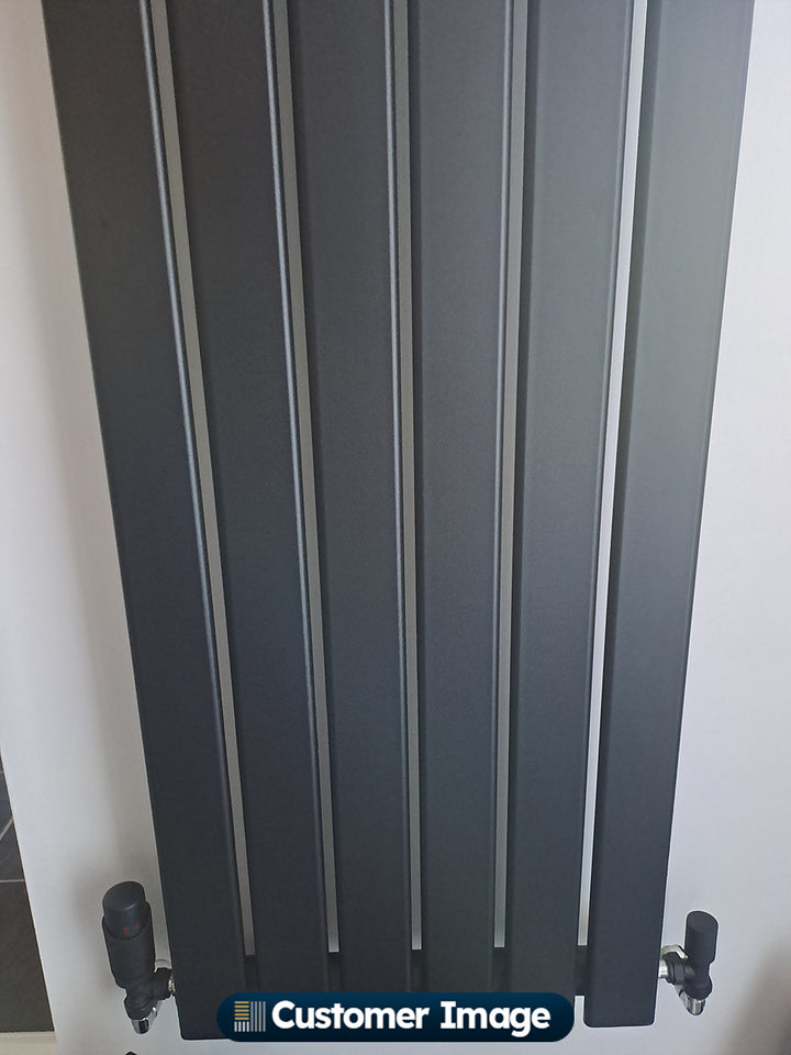 Typhoon - Black Vertical Radiator H1600mm x W408mm Single Panel