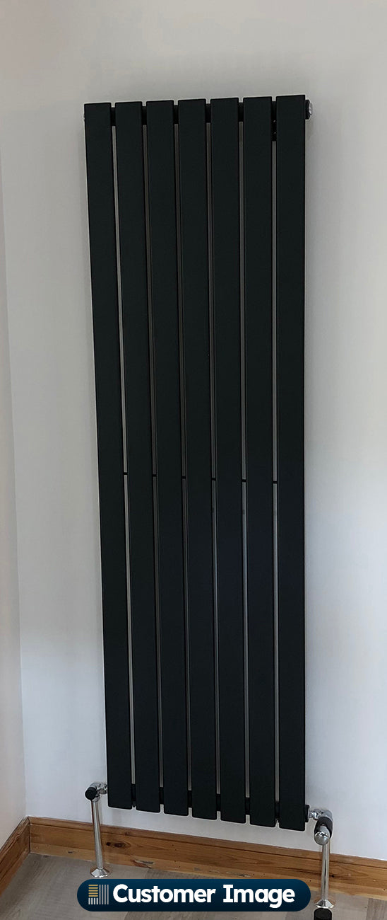 Typhoon - Anthracite Designer Radiator H1600mm x W476mm Single Panel - Feet Included