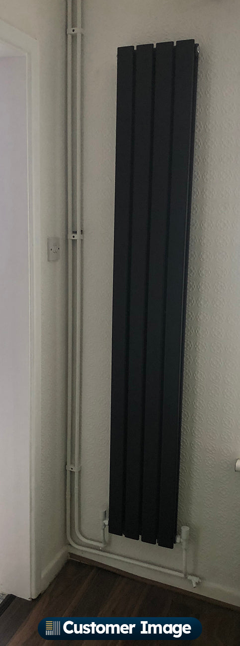 Typhoon - Black Designer Radiator H1800mm x W272mm Double Panel - Feet Included