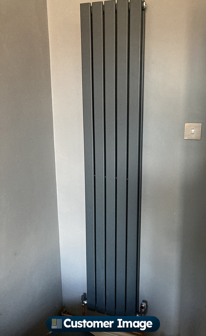Typhoon - Anthracite Designer Radiator H1800mm x W340mm Double Panel - Feet Included