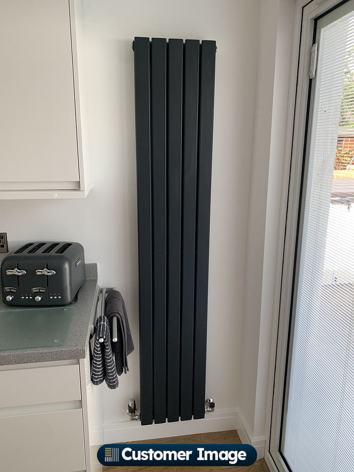 Typhoon - Anthracite Designer Radiator H1800mm x W340mm Double Panel - Feet Included