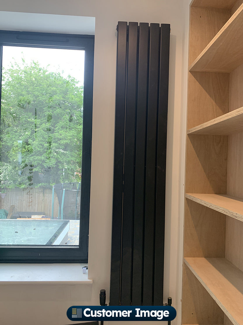 Black Vertical Radiator H1800mm x W340mm Double Panel - Typhoon | UK ...