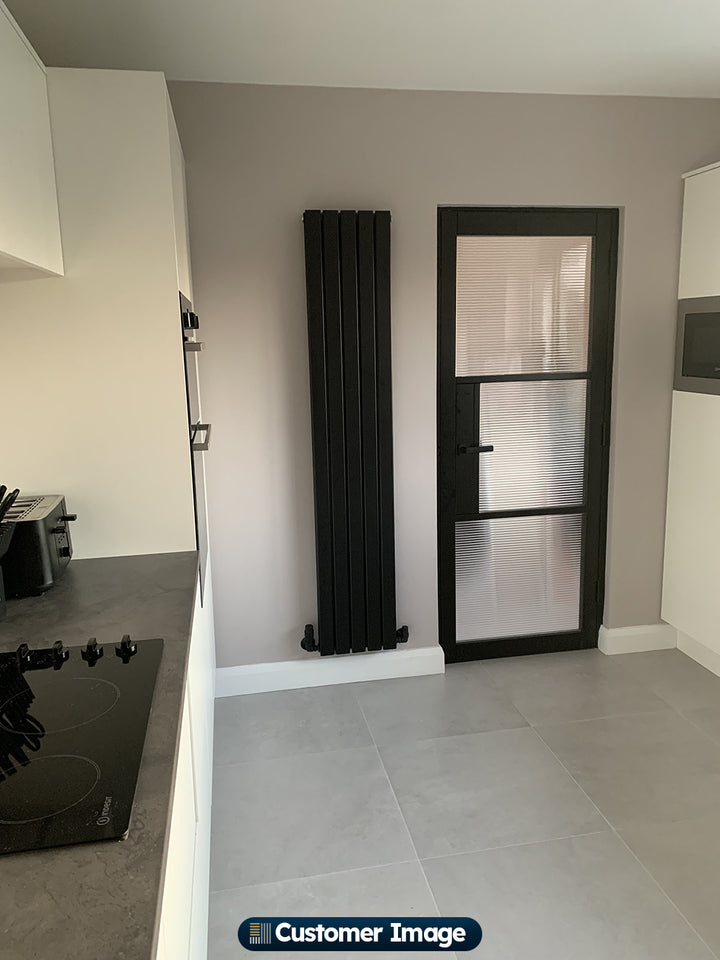 Typhoon - Black Designer Radiator H1800mm x W340mm Double Panel - Feet Included