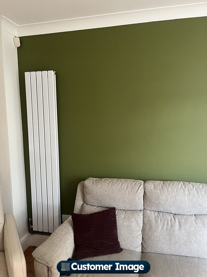 Typhoon - White Designer Radiator H1800mm x W340mm Double Panel - Feet Included