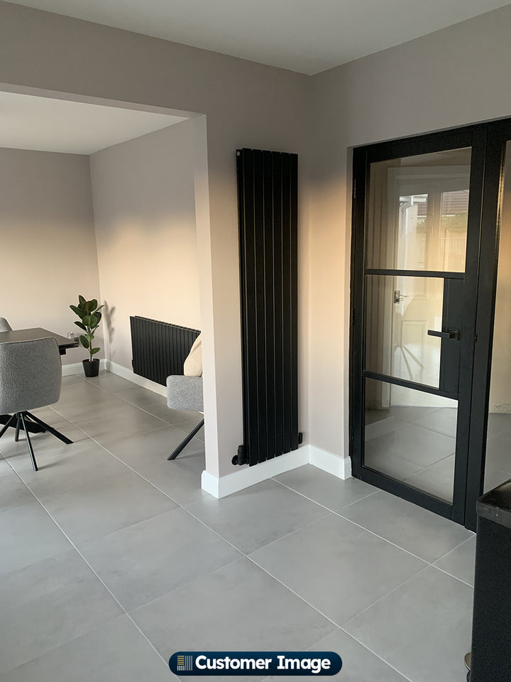 Typhoon - Black Designer Radiator H1800mm x W408mm Double Panel - Feet Included