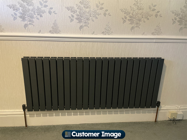 Typhoon - Anthracite Designer Radiator H600mm x W1496mm Double Panel - Feet Included