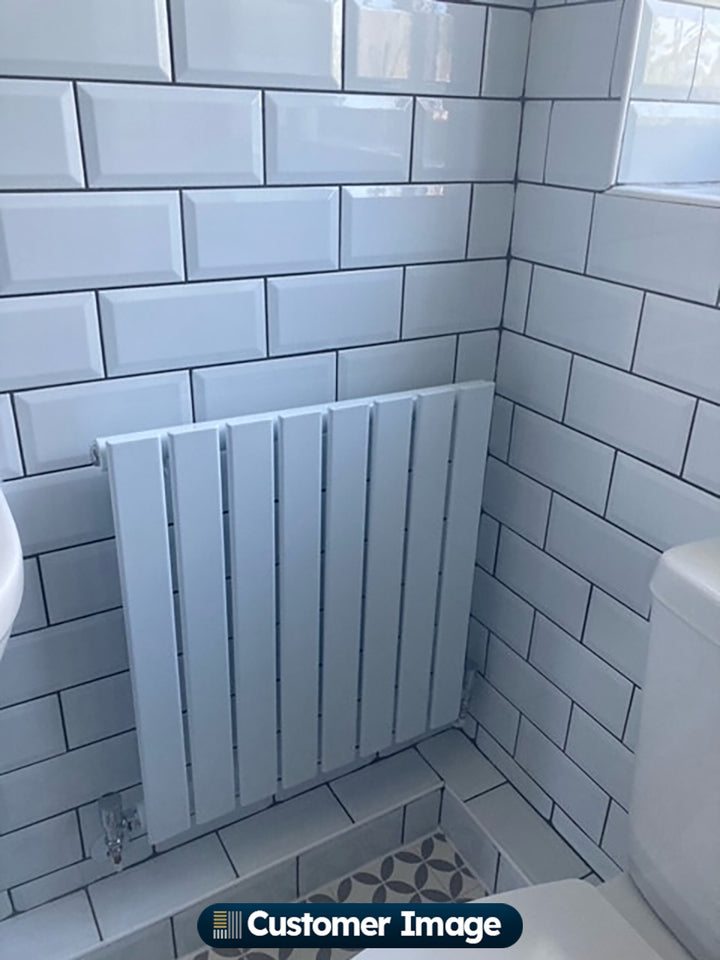 Typhoon - White Designer Radiator H600mm x W544mm Single Panel - Feet Included