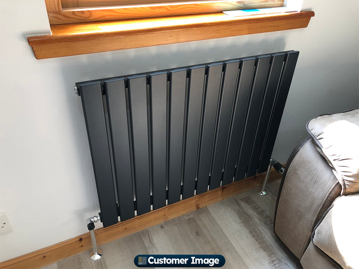 Typhoon - Anthracite Designer Radiator H600mm x W816mm Single Panel - Feet Included