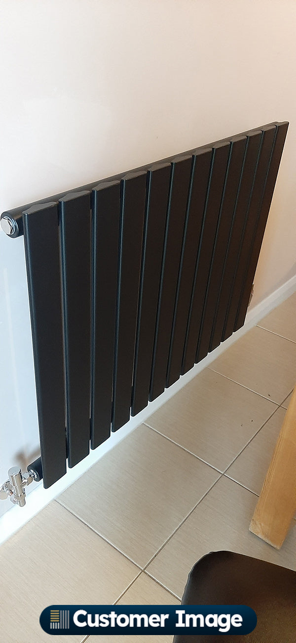 Typhoon - Black Designer Radiator H600mm x W816mm Single Panel - Feet Included
