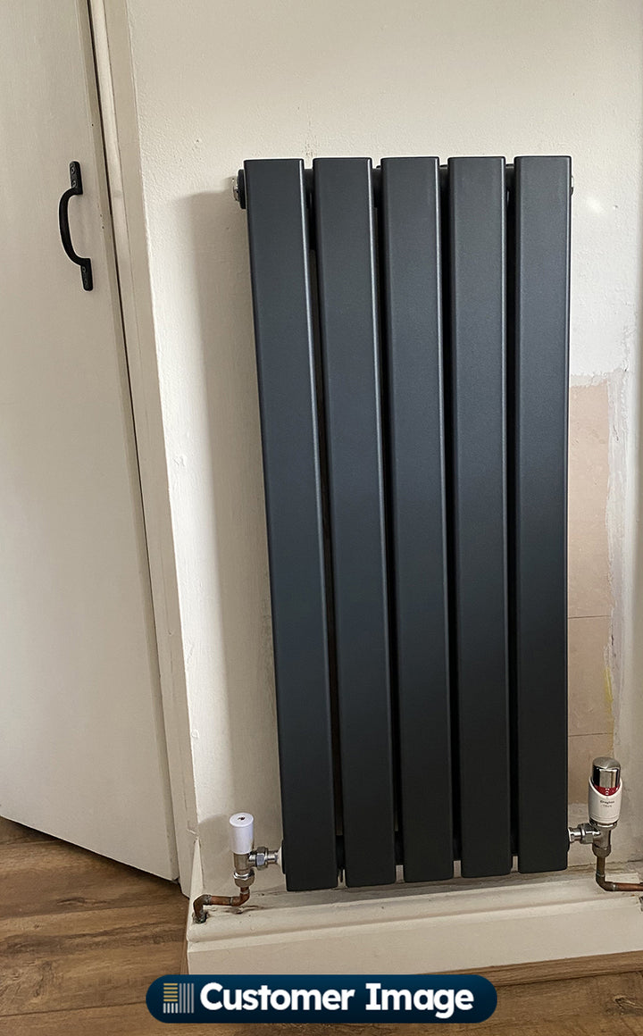 Typhoon - Anthracite Designer Radiator H800mm x W340mm Double Panel - Feet Included