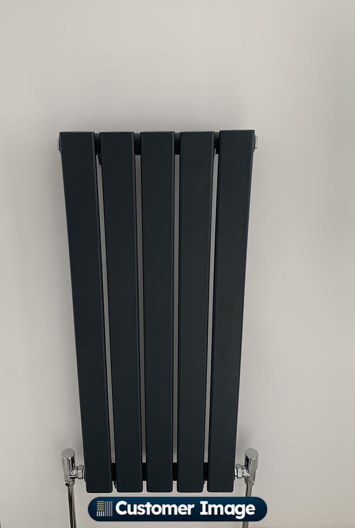 Typhoon - Anthracite Designer Radiator H800mm x W340mm Single Panel - Feet Included