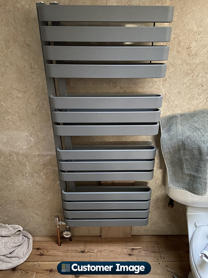 Warp S - Salt & Pepper Towel Radiator - H1110mm x W500mm