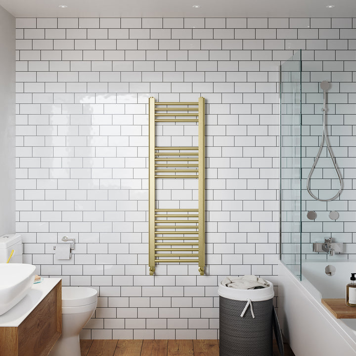 Zeal - Brushed Brass Heated Towel Rail - H1200mm x W400mm - Straight