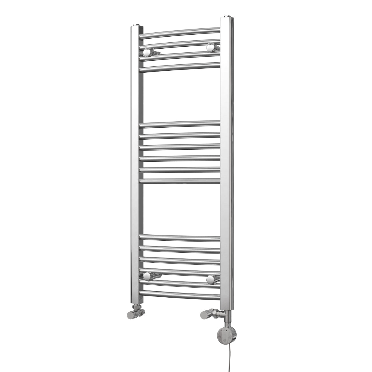 Zennor - Chrome Dual Fuel Towel Rail H1000mm x W400mm Thermostatic - Curved