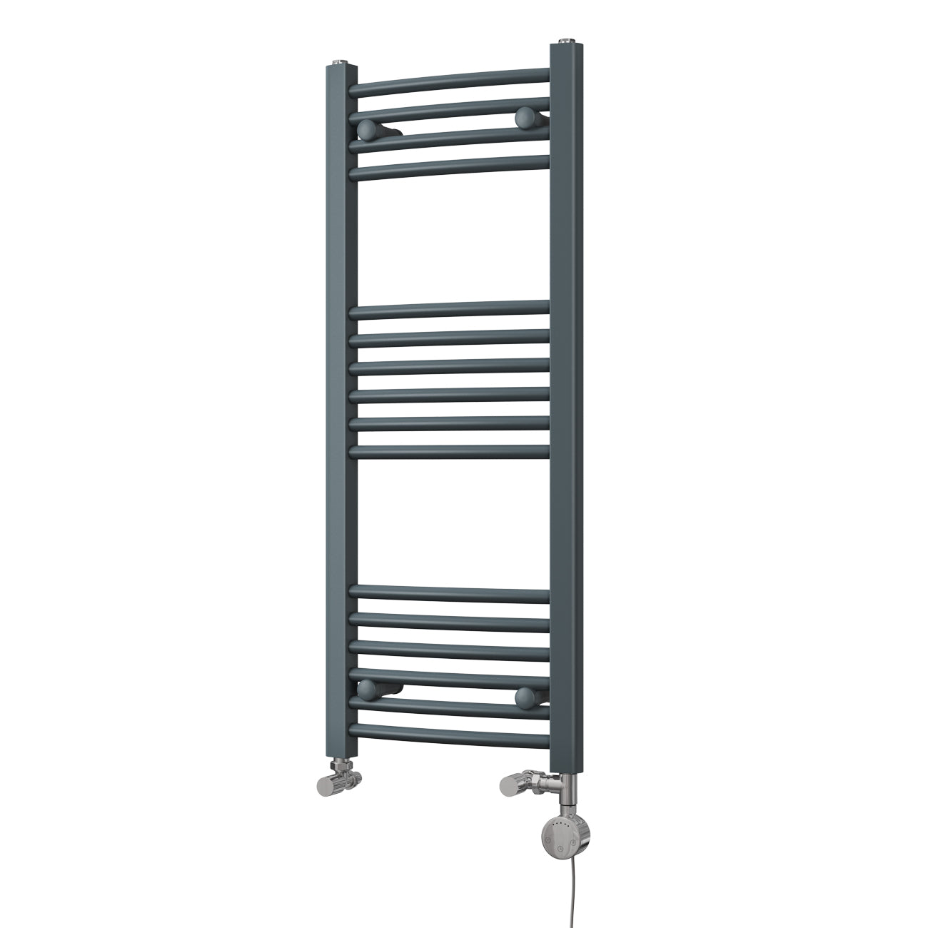 Zennor - Anthracite Dual Fuel Towel Rail H1000mm x W400mm Thermostatic - Curved