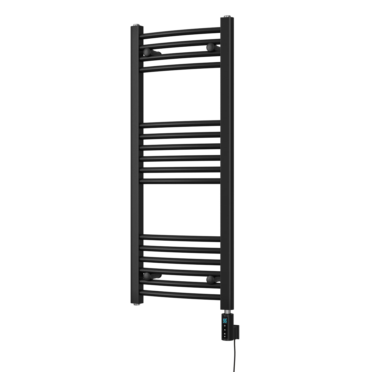 Zennor - Black Electric Towel Rail H1000mm x W400mm Curved 300w Thermostatic WIFI