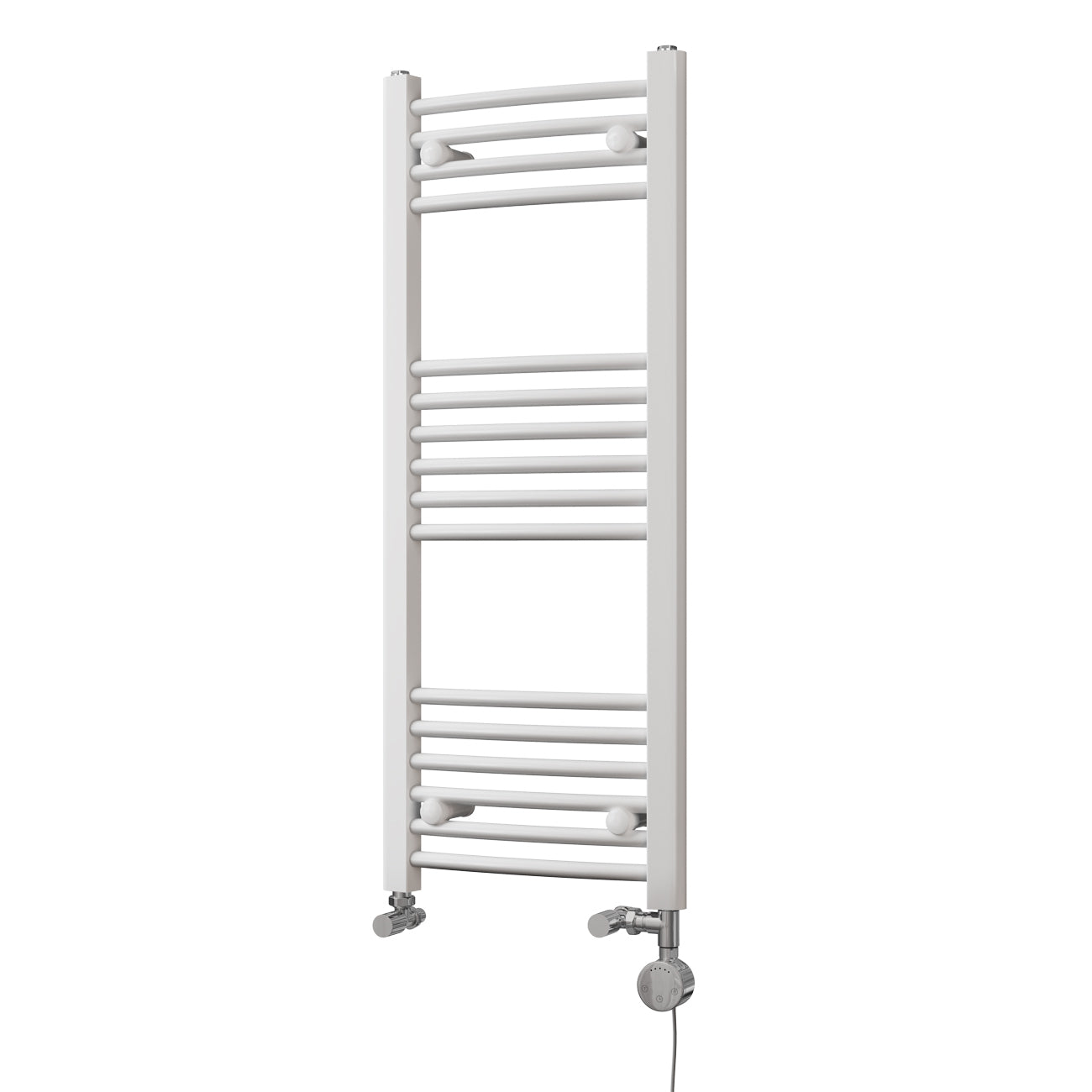 Zennor - White Dual Fuel Towel Rail H1000mm x W400mm Thermostatic - Curved