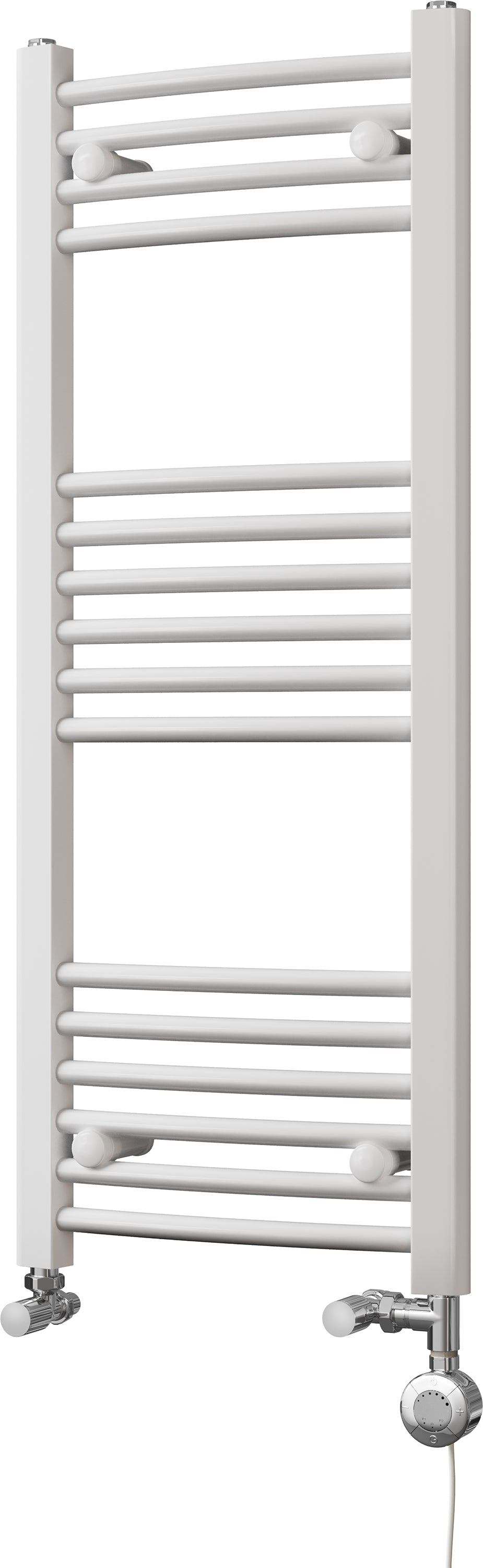 Zennor - White Dual Fuel Towel Rail H1000mm x W400mm Thermostatic - Curved