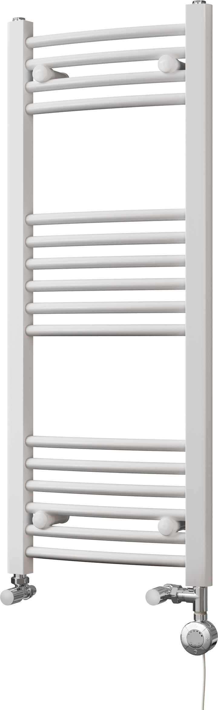 Zennor - White Dual Fuel Towel Rail H1000mm x W400mm Thermostatic - Curved