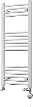 Zennor - White Dual Fuel Towel Rail H1000mm x W400mm Thermostatic - Curved