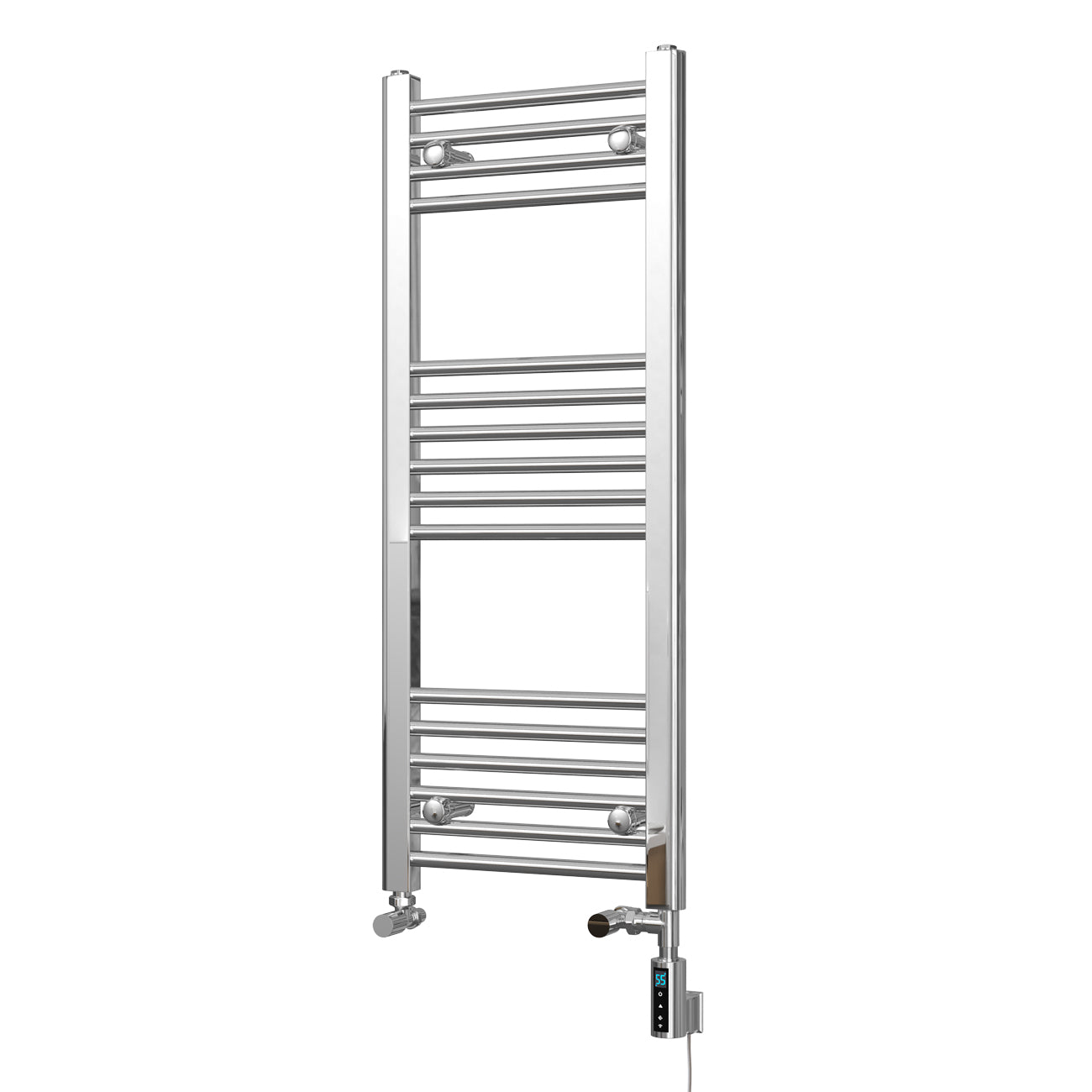 Zennor - Chrome Dual Fuel Towel Rail H1000mm x W400mm Thermostatic WIFI - Straight