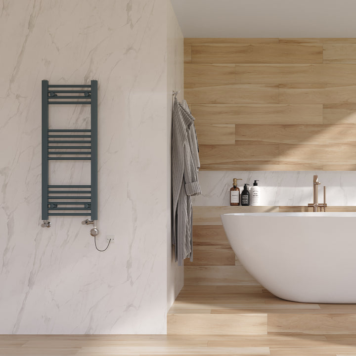 Zennor - Anthracite Dual Fuel Towel Rail H1000mm x W400mm Thermostatic - Straight