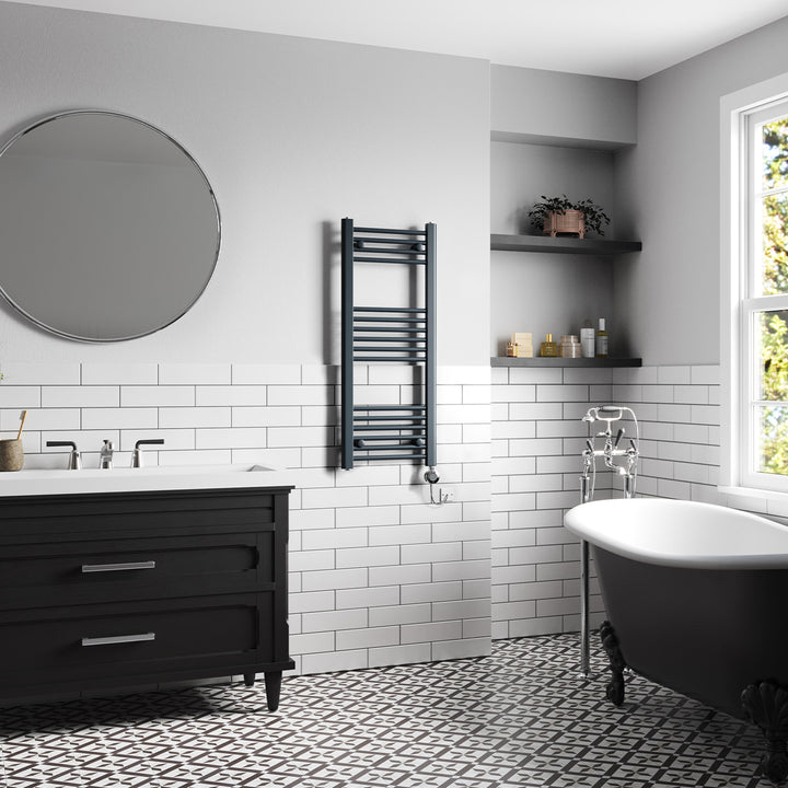 Zennor - Anthracite Electric Towel Rail H1000mm x W400mm Straight 300w Thermostatic