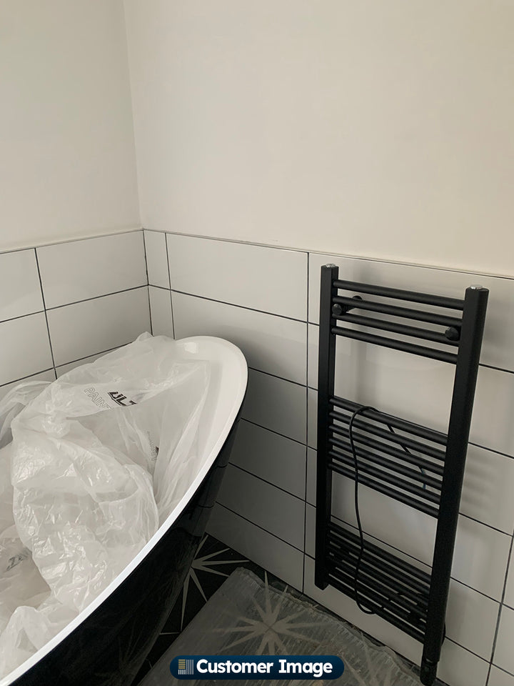 Zennor - Black Electric Towel Rail H1000mm x W400mm Straight 300w Thermostatic WIFI