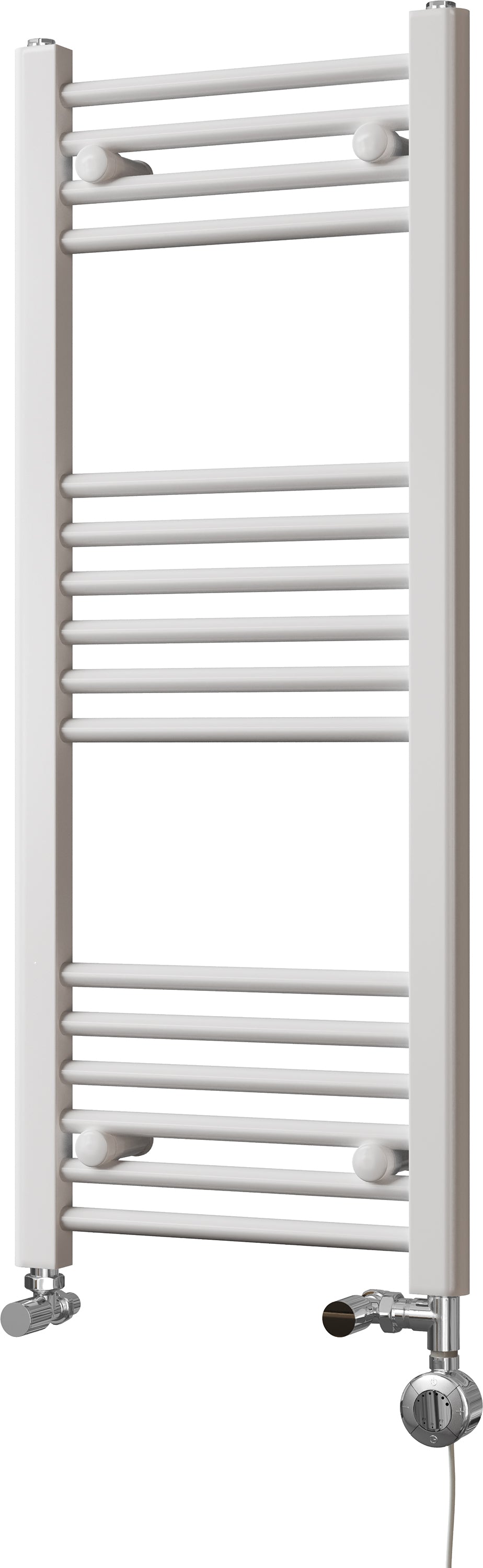 Zennor - White Dual Fuel Towel Rail H1000mm x W400mm Thermostatic - Straight