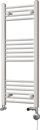 Zennor - White Dual Fuel Towel Rail H1000mm x W400mm Thermostatic - Straight