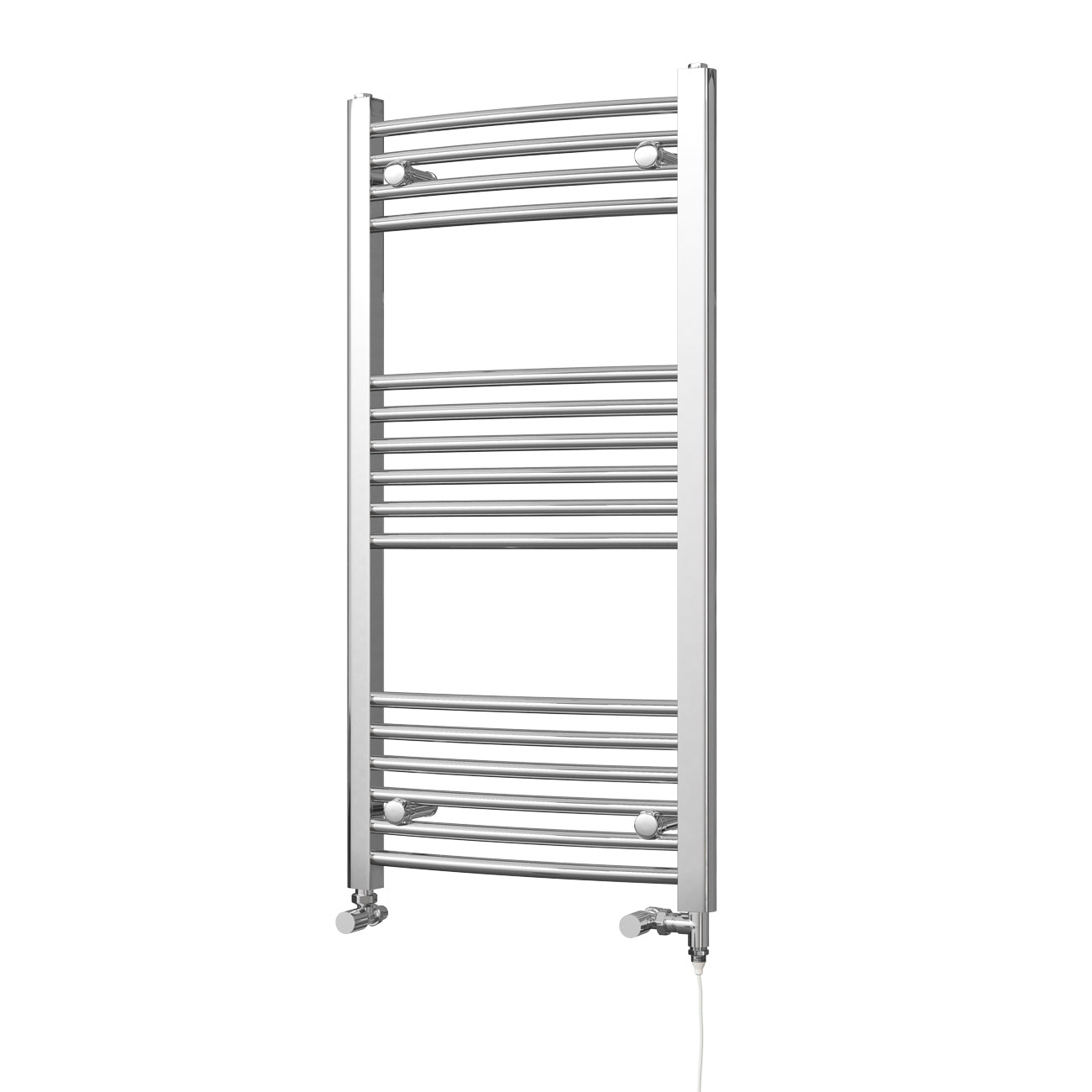Zennor - Chrome Dual Fuel Towel Rail H1000mm x W500mm Standard - Curved
