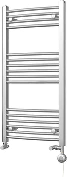 Zennor - Chrome Dual Fuel Towel Rail H1000mm x W500mm Thermostatic - Curved