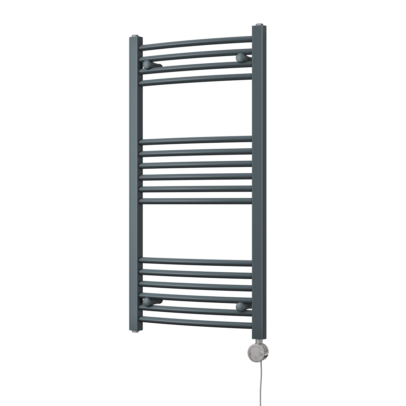 Zennor - Anthracite Electric Towel Rail H1000mm x W500mm Curved 300w Thermostatic