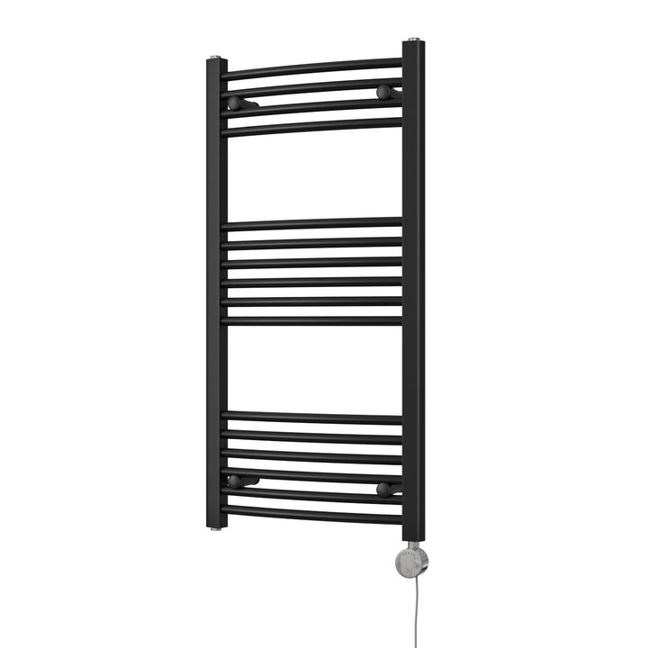 Zennor - Black Electric Towel Rail H1000mm x W500mm Curved 400w Thermostatic