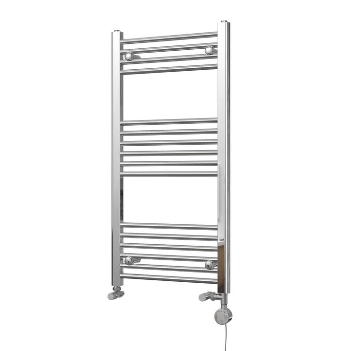 Zennor - Chrome Dual Fuel Towel Rail H1000mm x W500mm Thermostatic - Straight