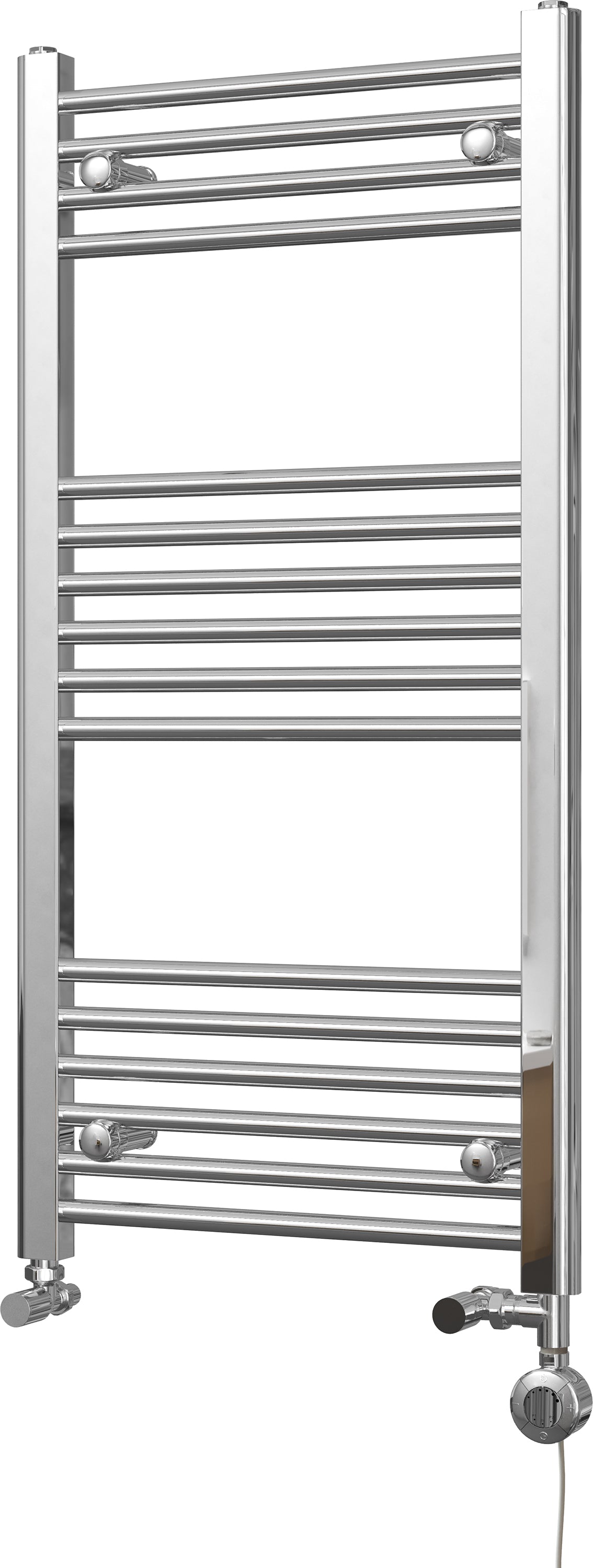 Zennor - Chrome Dual Fuel Towel Rail H1000mm x W500mm Thermostatic - Straight