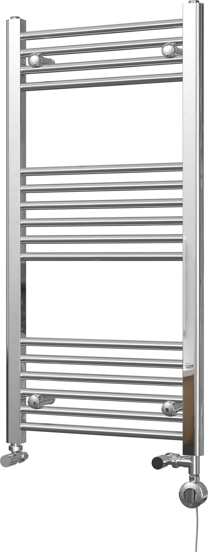 Zennor - Chrome Dual Fuel Towel Rail H1000mm x W500mm Thermostatic - Straight