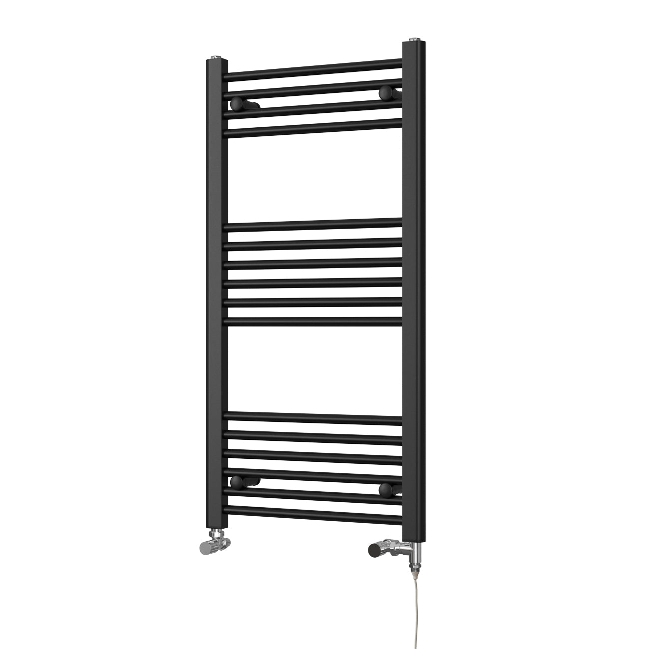 Zennor - Black Dual Fuel Towel Rail H1000mm x W500mm Standard - Straight