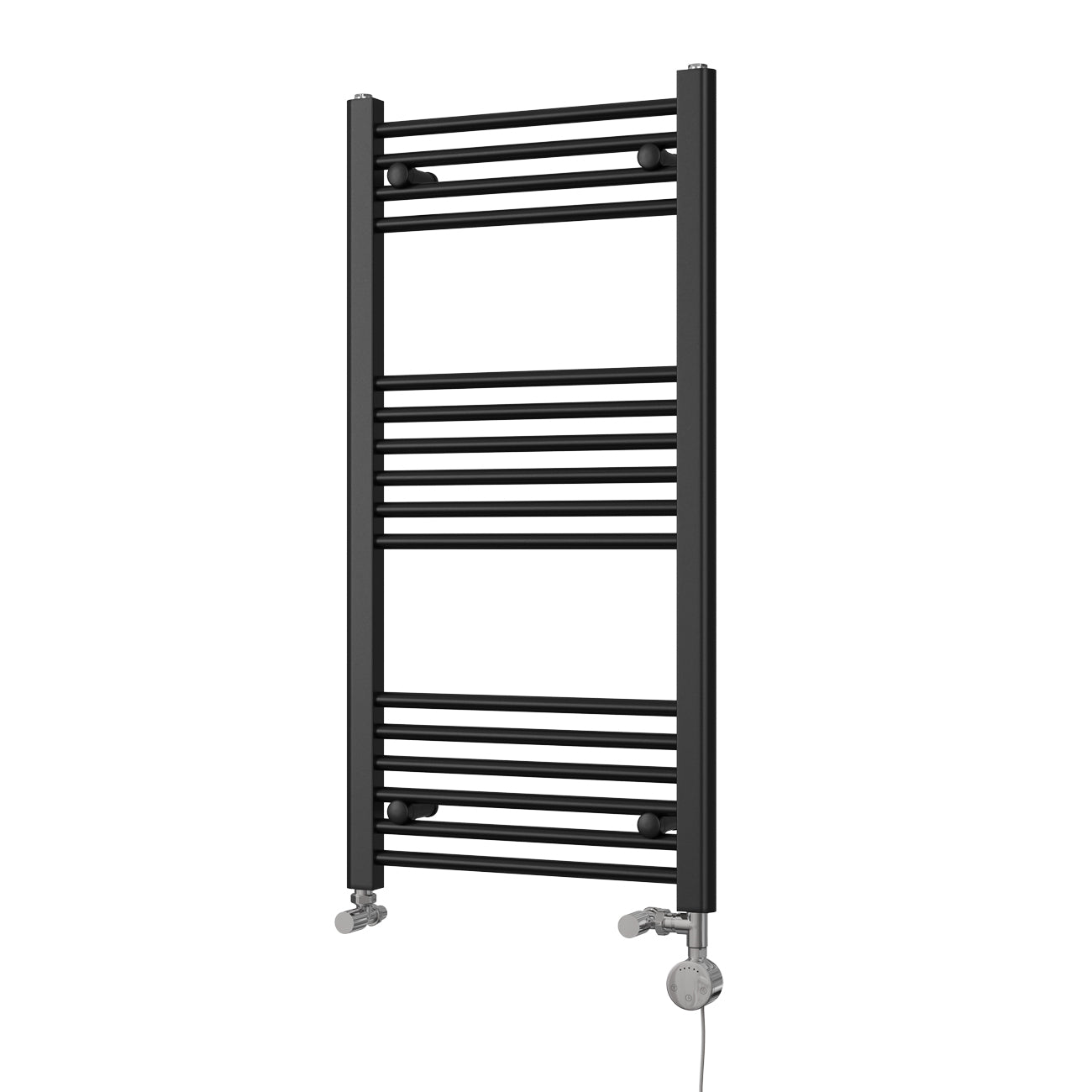 Zennor - Black Dual Fuel Towel Rail H1000mm x W500mm Thermostatic - Straight