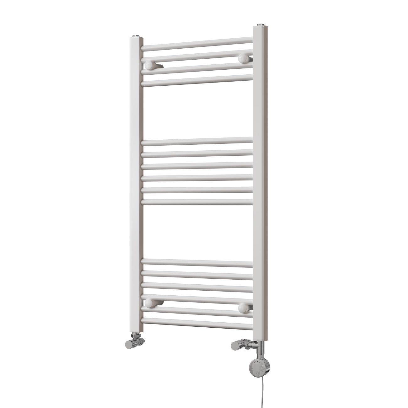 Zennor - White Dual Fuel Towel Rail H1000mm x W500mm Thermostatic - Straight