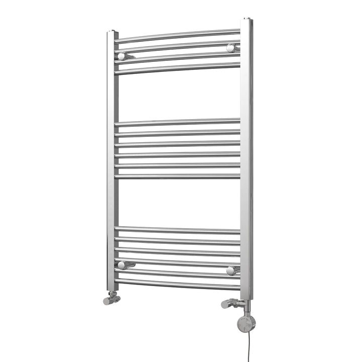 Zennor - Chrome Dual Fuel Towel Rail H1000mm x W600mm Thermostatic - Curved
