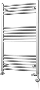 Zennor - Chrome Dual Fuel Towel Rail H1000mm x W600mm Thermostatic - Curved