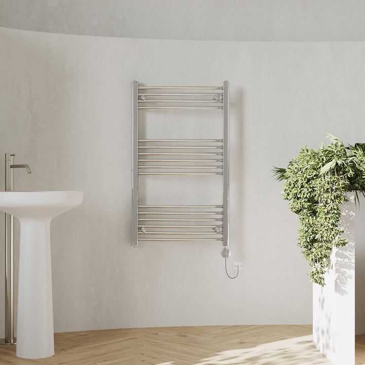 Zennor - Chrome Electric Towel Rail H1000mm x W600mm Curved 300w Thermostatic