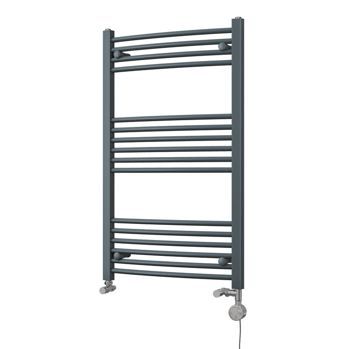 Zennor - Anthracite Dual Fuel Towel Rail H1000mm x W600mm Thermostatic - Curved