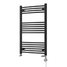 Zennor - Black Dual Fuel Towel Rail H1000mm x W600mm Thermostatic - Curved