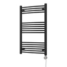 Zennor - Black Electric Towel Rail H1000mm x W600mm Curved 500w Thermostatic