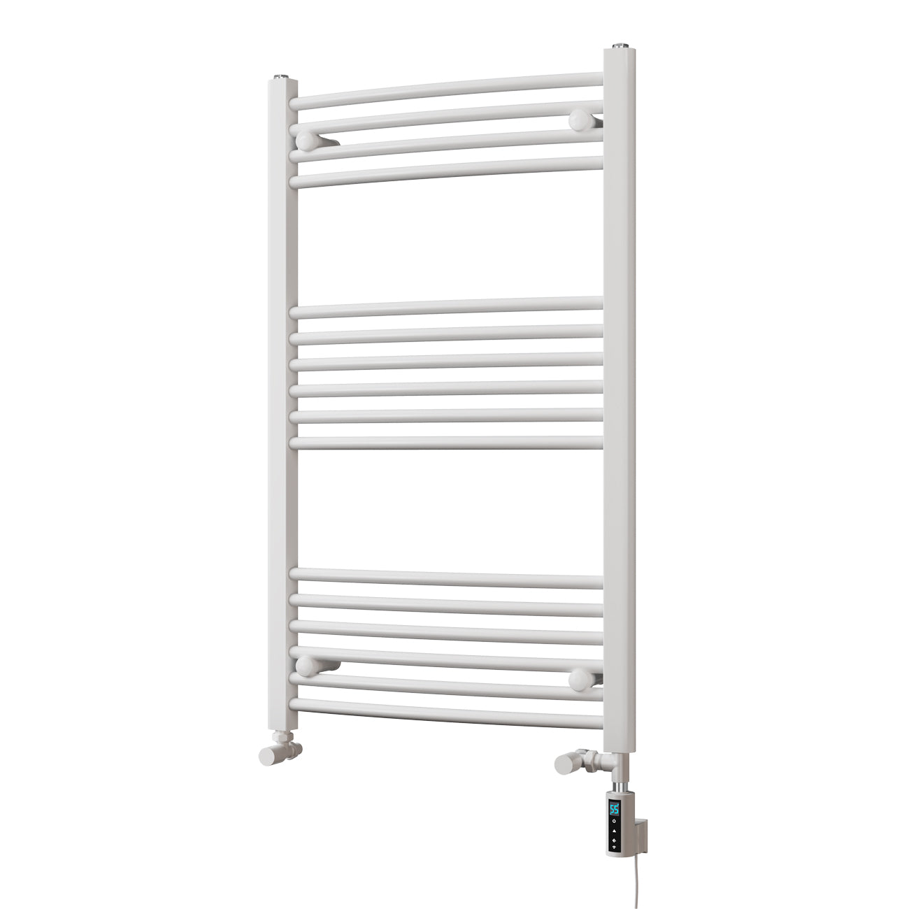 Zennor - White Dual Fuel Towel Rail H1000mm x W600mm Thermostatic WIFI - Curved