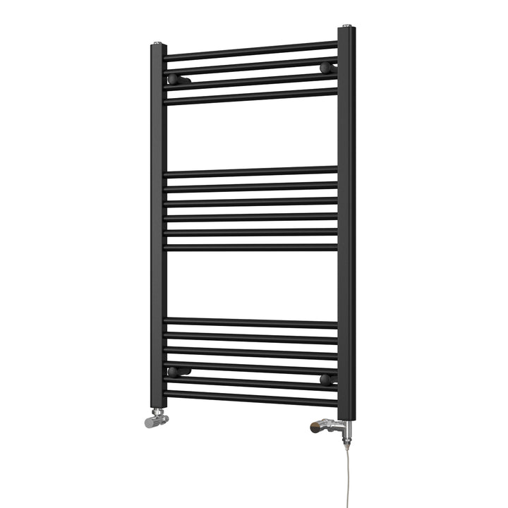 Zennor - Black Dual Fuel Towel Rail H1000mm x W600mm Standard - Straight