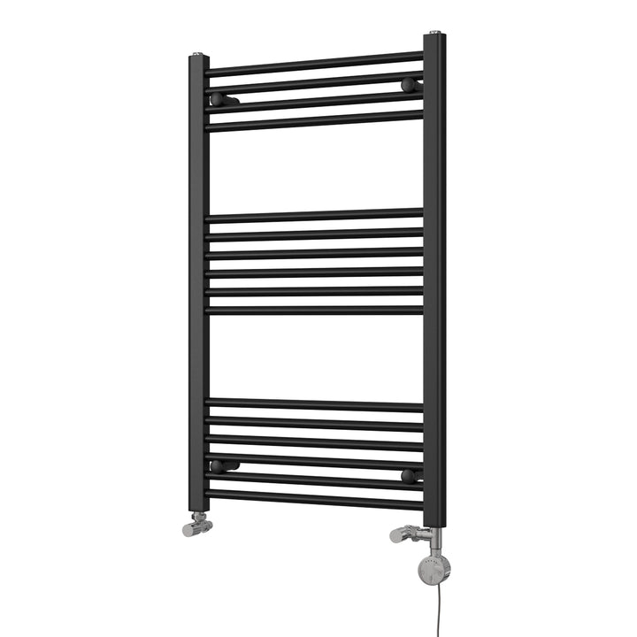 Zennor - Black Dual Fuel Towel Rail H1000mm x W600mm Thermostatic - Straight