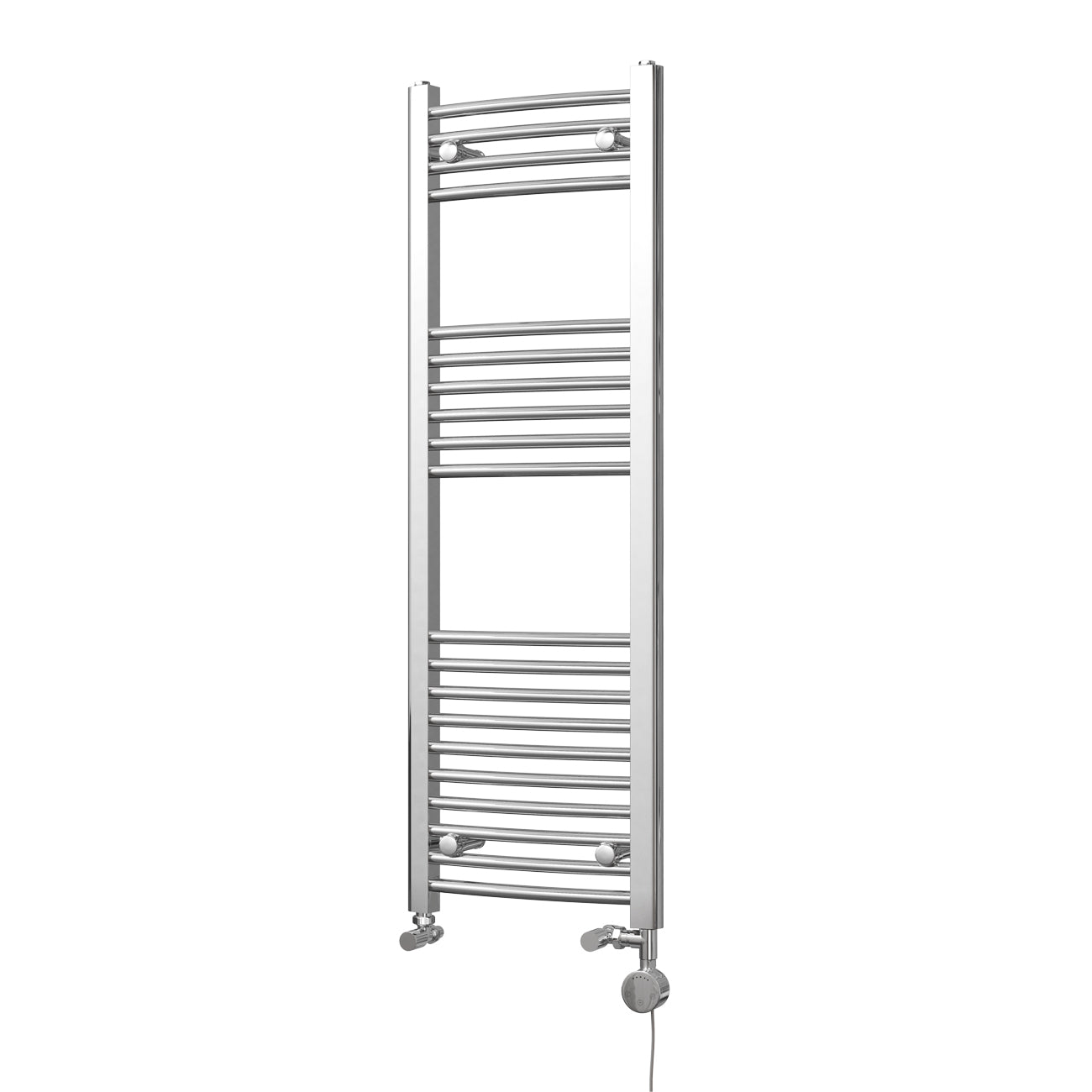 Zennor - Chrome Dual Fuel Towel Rail H1200mm x W400mm Thermostatic - Curved